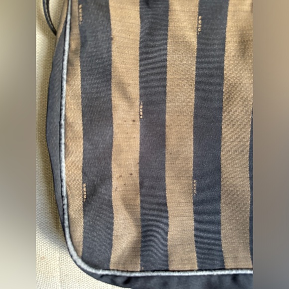 Fendi Black Brown Pequin Canvas Shoulder Bag - Picture 9 of 16